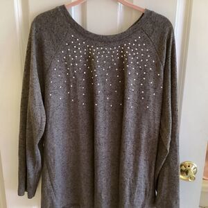 NWOT. DG2 Diane Gillman Women’s 1X Marbled Grey L/S Knit Top